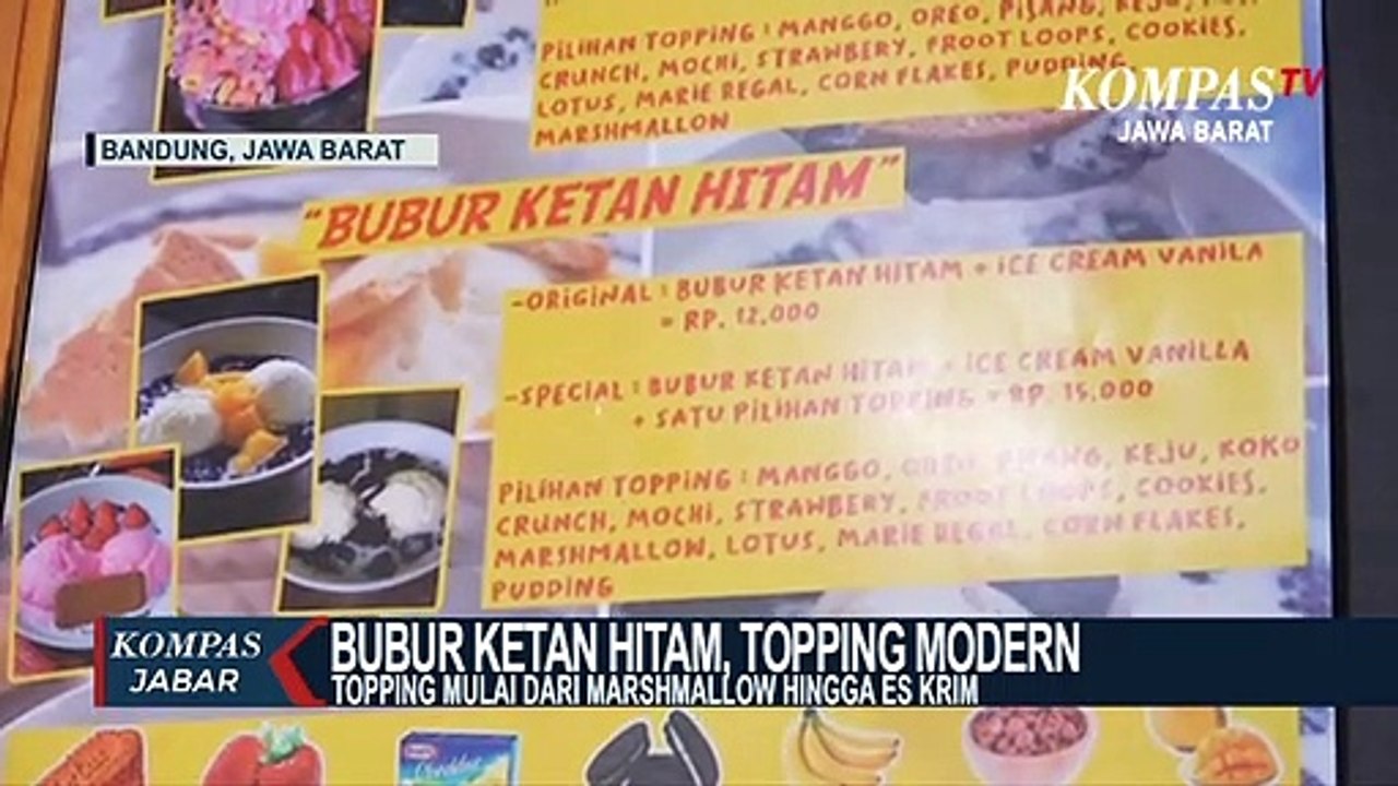 Perpaduan Bubur Ketan Hitam Dengan Topping Modern