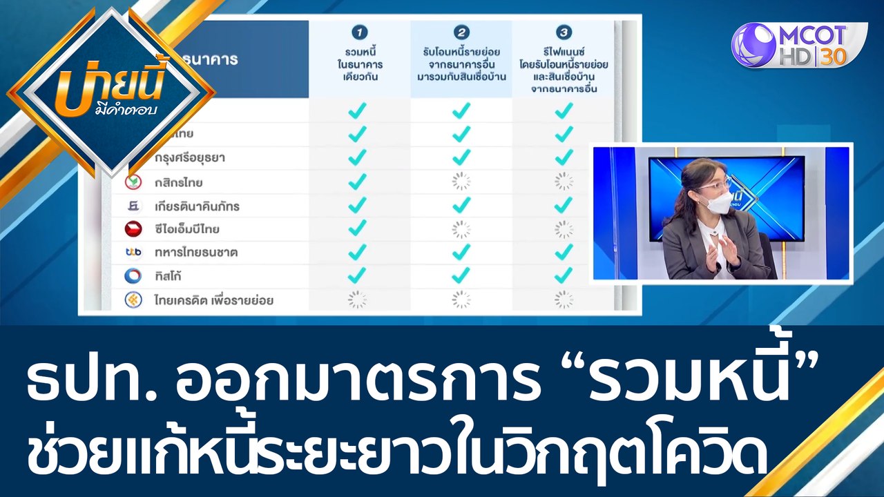 ธปท. ออกมาตรการ "รวมหนี้" ช่วยแก้หนี้ระยะยาวในว...