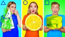 GEOMETRIC SHAPES FOOD CHALLENGE FOR 24 HOURS Eating Totally Impossible Foods by 123GO! SCHOOL