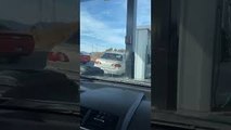 Driver Leaves Gas Station on 3 Wheels