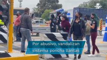 Vandalizan y protestan contra poncha llantas en Las Américas