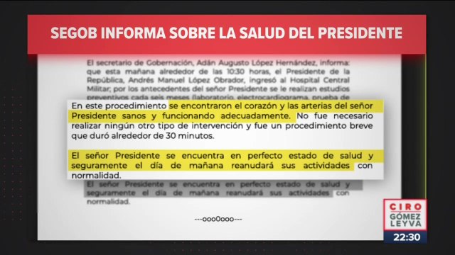 El presidente López Obrador se realizó estudios de rutina en Hospital Militar