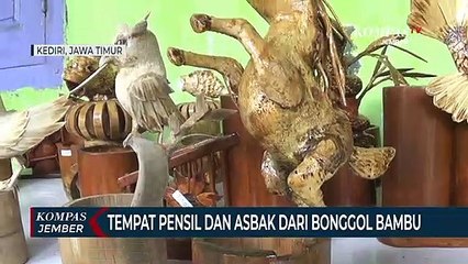 Limbah Bonggol Bambu Disulap Jadi Tempat Pensil dan Asbak