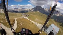 Paraglider Lands on Scenic Landscape of Dolomites Mountains in Italy