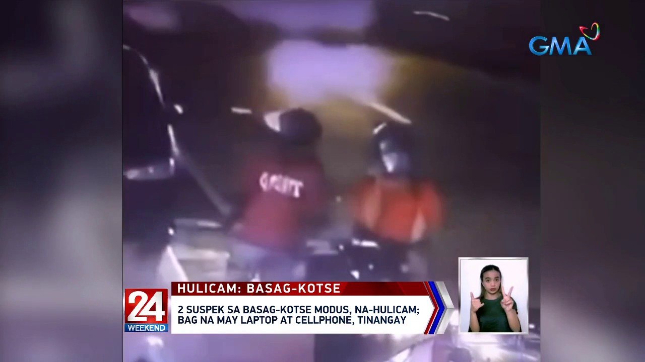 2 suspek sa basag-kotse modus, na-hulicam; bag na may laptop at cellphone, tinangay | 24 Oras