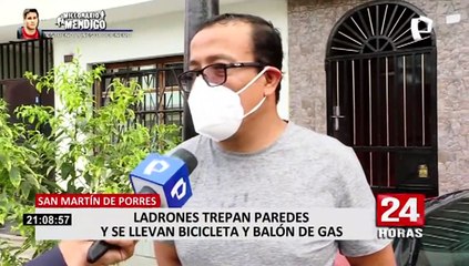 SMP:  delincuencia imparable, trepan pared y se llevan bicicleta y balón de gas de vivienda
