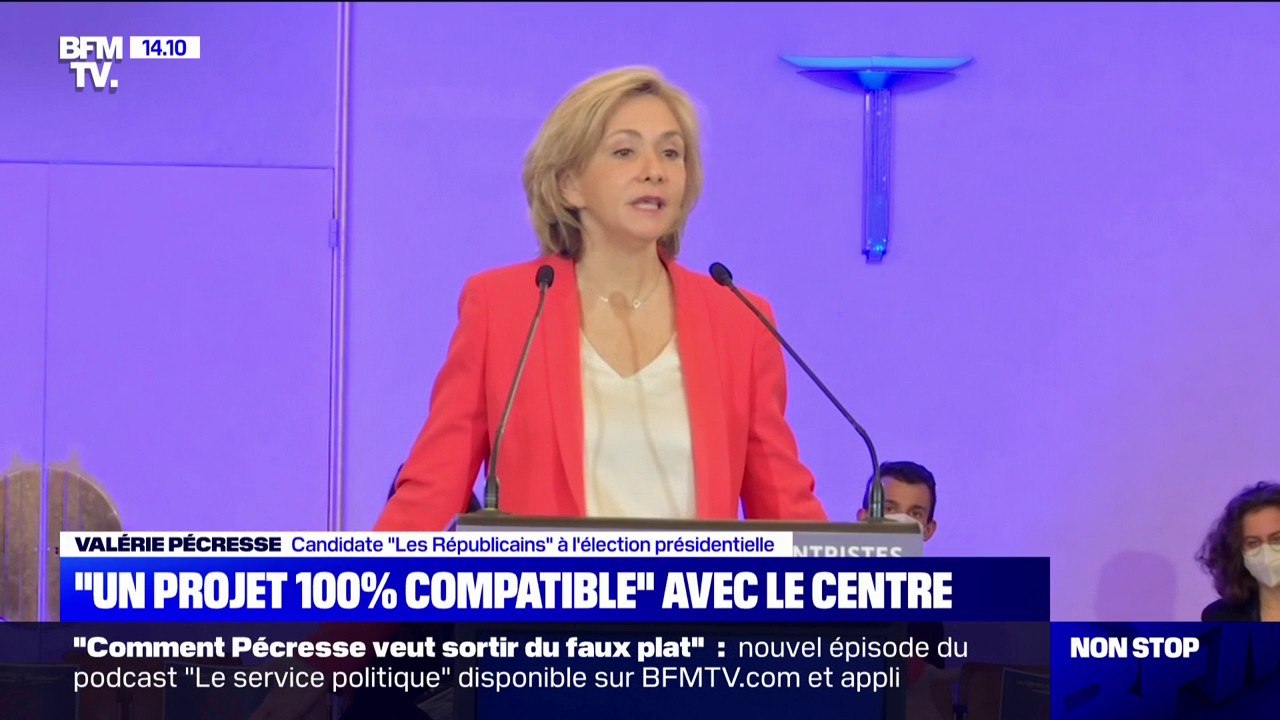 Valérie Pécresse: "Mon projet est de droite mais il est 100% compatible" avec les valeurs des centristes