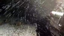 بالفيديو: في مشهد نادر بالسعودية... عاصفة ثلجية تضرب صحراء تبوك
