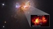 Hubble encuentra un agujero negro que enciende una formación estelar en una galaxia enana