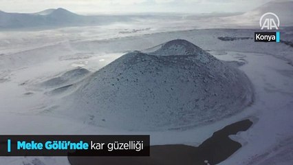 Meke Gölü'nde kar güzelliği