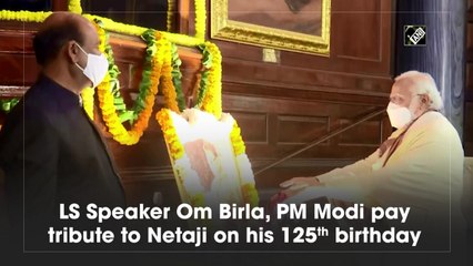PM Modi, LS Speaker Om Birla pay floral tribute to Netaji in Central hall on his 125th birthday