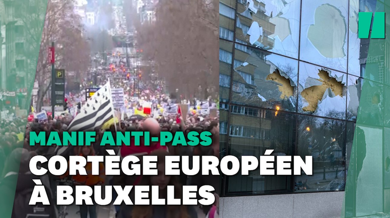 À Bruxelles, des heurts éclatent lors d'une manif "européenne" anti-pass sanitaire