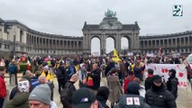 Les manifestants sont arrivés au Cinquantenaire