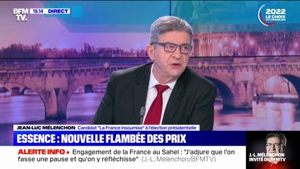 Jean-Luc Mélenchon affirme que s'il est élu président de la République, il "bloquera immédiatement les prix"