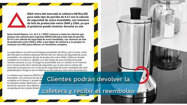 Ikea llama a dejar de usar un modelo de sus cafeteras porque puede reventar