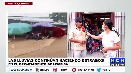 Fuertes lluvias provocan inundaciones en el mercado municipal de Gracias, Lempira