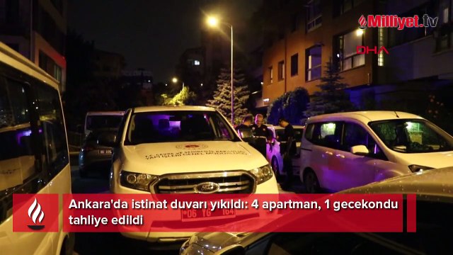 Ankara'da istinat duvarı yıkıldı: 4 apartman, 1 gecekondu tahliye edildi