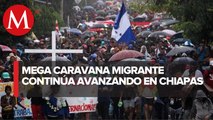 Continúa caravana migrante su avance por Chiapas