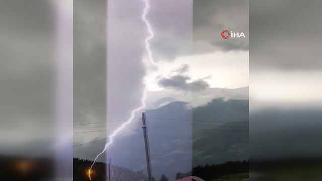 Yaylada yıldırım düşme anı kamerada