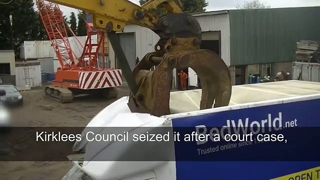 Flytipper's van crushed by Kirklees Council