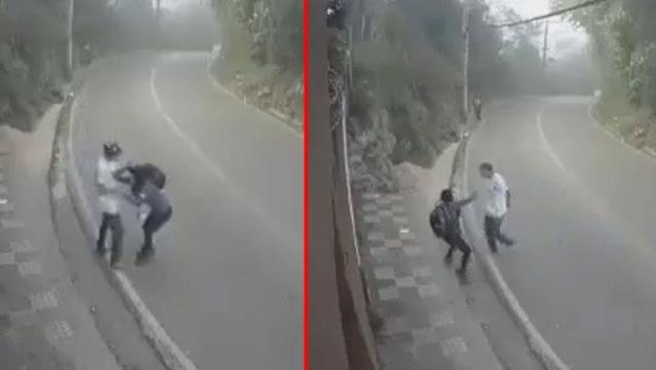 Issız bir yolda kadına şiddet uyguluyordu, otobüsten inen bir ordu dolusu adam tüm dengeyi değiştirdi