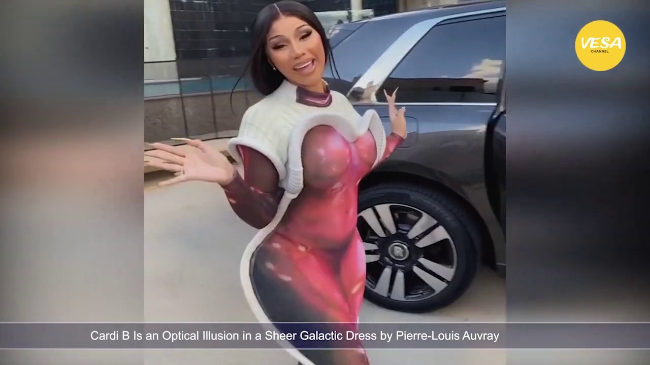 Cardi B Is an Optical Illusion in a Sheer Galactic Dress by Pierre Louis Auvray