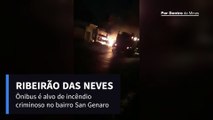 Ônibus é alvo de incêndio criminoso no bairro San Genaro, em Ribeirão das Neves
