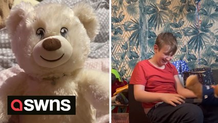 Emotional moment teen receives teddy bear with voice recording of late mum