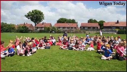 St James Catholic Primary School in Orrell celebrate their Red White and Blue Day