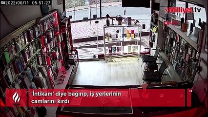 'İntikam' diye bağırıp, iş yerlerinin camlarını kırdı