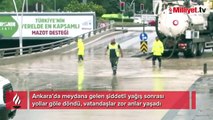 Ankara sele teslim oldu, araçlar suya gömüldü