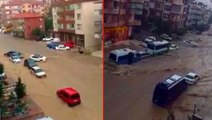 Ankara'da yaşanan felaketin boyutunu gözler önüne seren görüntüler: Araçlar sel sularında sürüklendi
