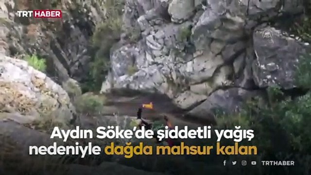 Yağış nedeniyle dağda mahsur kalan 6 kişi helikopterle kurtarıldı