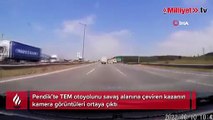 Pendik’te TEM otoyolunu savaş alanına çeviren kazanın kamera görüntüleri ortaya çıktı