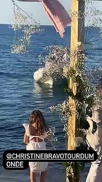 Christine Bravo et Stéphane Bachot lors de leur mariage en Corse le 11 juin 2022.