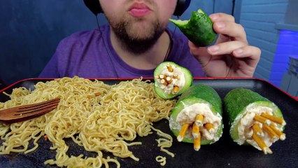 ASMR EATING NOODLES + SUPER CUCUMBERS (No Talking) Mukbang