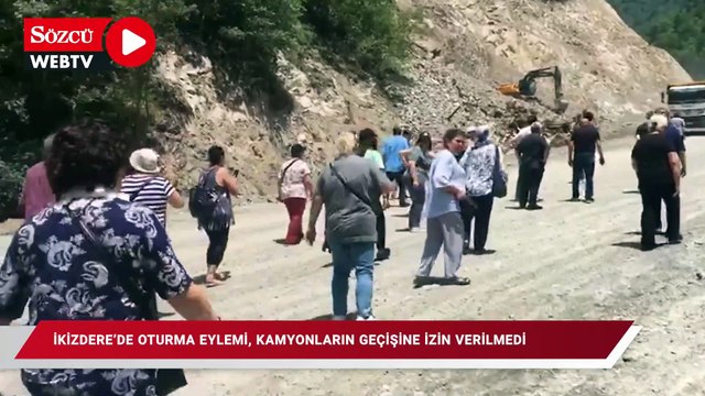 İkizdere'de oturma eylemi, kamyonların geçmesine izin verilmedi