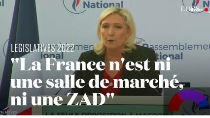 Marine Le Pen appelle à "ne pas choisir" entre la Nupes et Ensemble au second tour des législatives