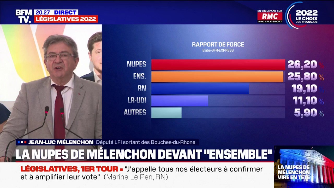 Législatives: Jean-Luc Mélenchon s'exprime à l'issue du premier tour