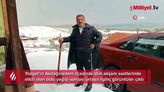 Yaz ortasında şoke eden manzara! Yarım metre dolu yağdı