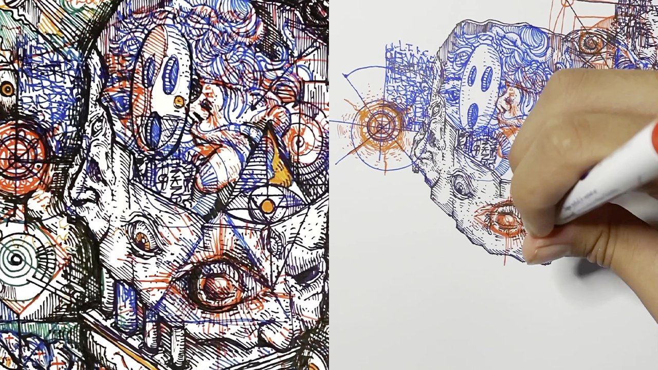 'Artist draws a self-portrait... from the perspective of his Subconscious Mind'