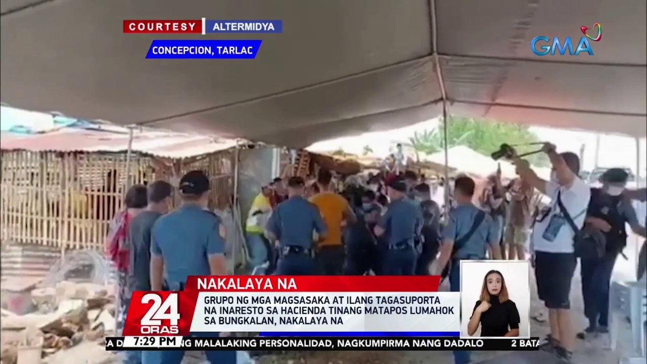 Grupo ng mga magsasaka at ilang tagasuporta na inaresto sa Hacienda Tinang matapos lumahok sa bungkalan, nakalaya na | 24 Oras