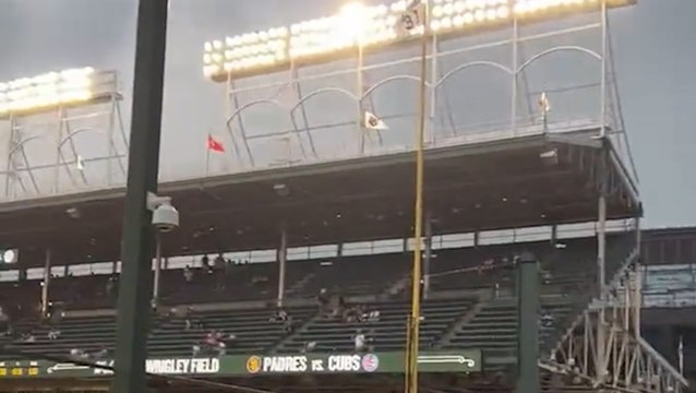 Tornado sirens ring out over Wrigley Field