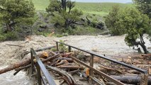 Yellowstone flooding takes out bridge, washes out roads