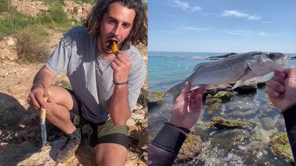 'Adventure lover shows how to catch and then cook a fish without a stove or grill'