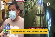 VMT: cuatro viviendas quedan inundadas por rotura de tubería matriz