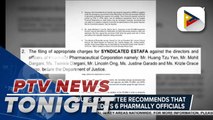 Lower House committee recommends that charges be filed vs 6 Pharmally officials | via Daniel Manalastas