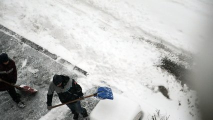 Method of work of 2 janitors in the yard