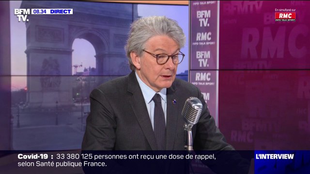 Thierry Breton juge inacceptables les débordements en marge des manifestations antivax en Belgique et en France