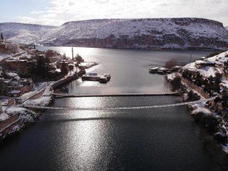 Beyaza bürünen 'sakin şehir' Halfeti havadan görüntülendi